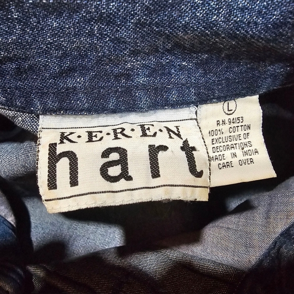 Vintage Keren Hart Patchwork Denim Jacket Women’s Large – Quilted Embroidered - Picture 5 of 5